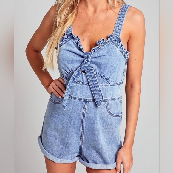 Blue Blush Pants - Blue Blush Denim Romper Size Large